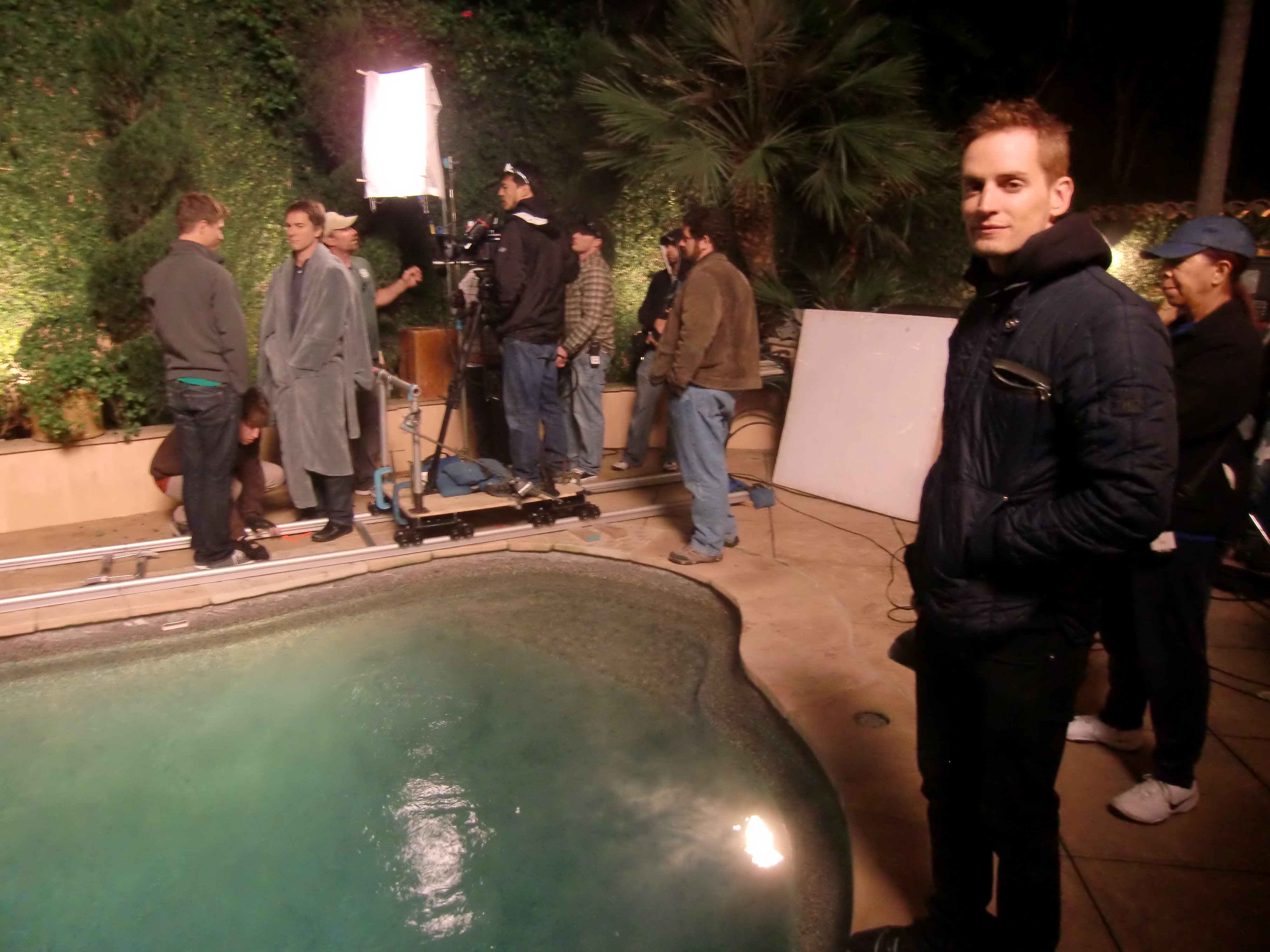Director Casper Andreas with cast and crew on the set of 