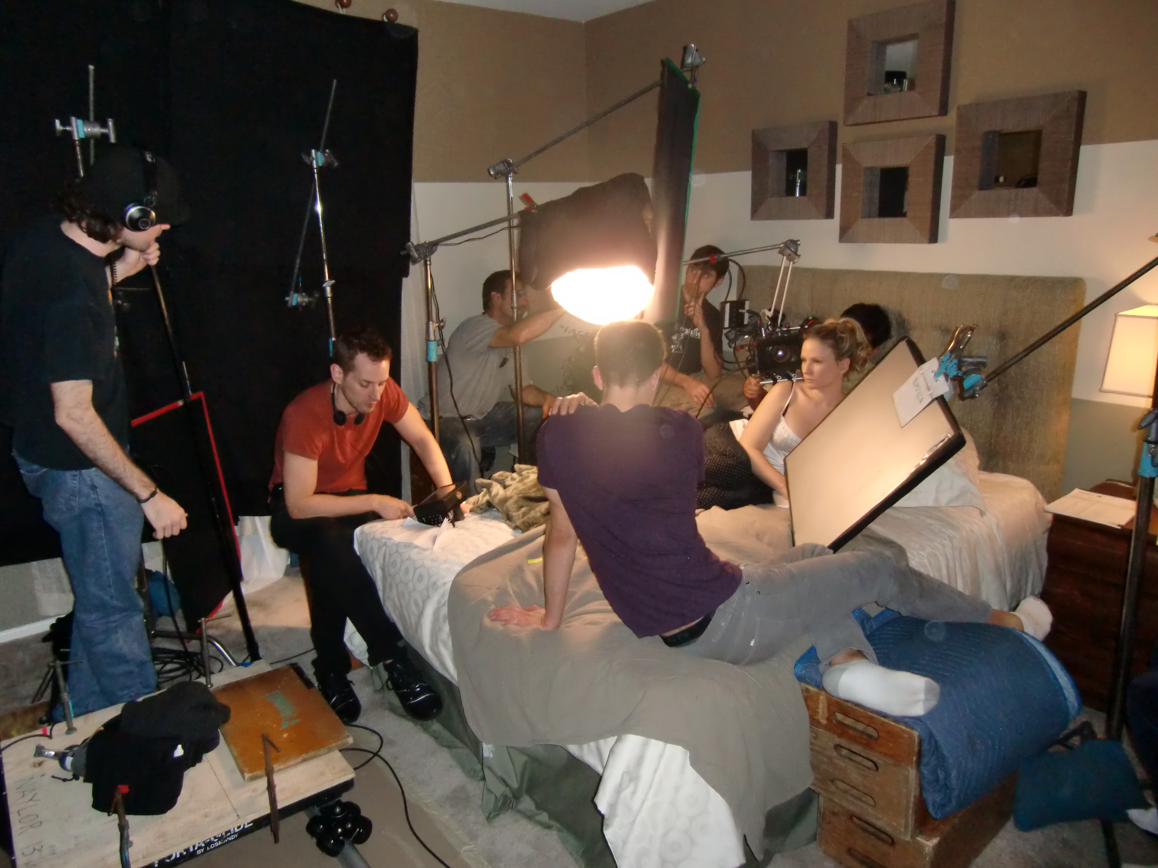 Casper Andreas directs a scene on the set of 