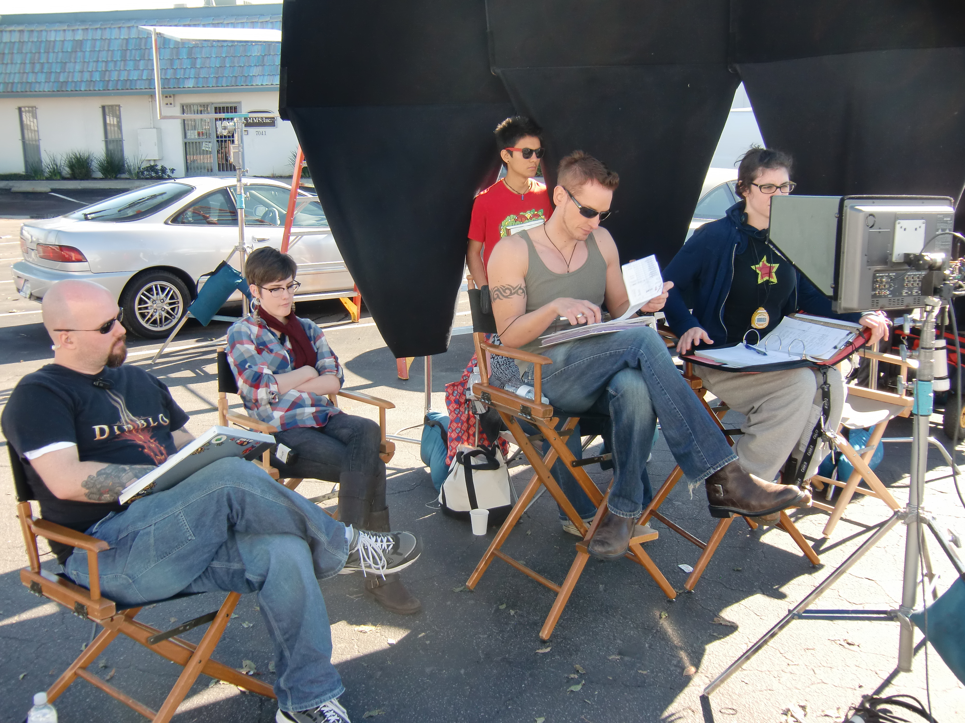 Director Casper Andreas and crew on the set of 