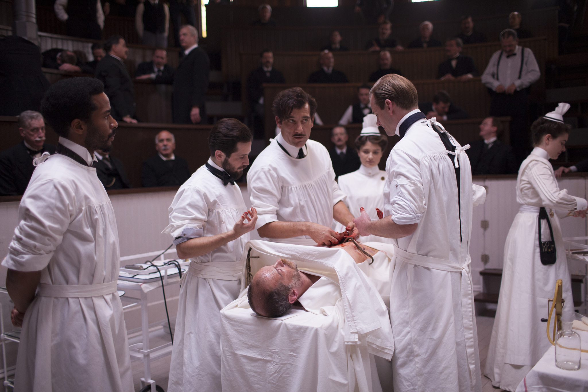 Still of Michael Angarano, Eric Johnson, Clive Owen, Louis Butelli, Eve Hewson and André Holland in The Knick (2014)
