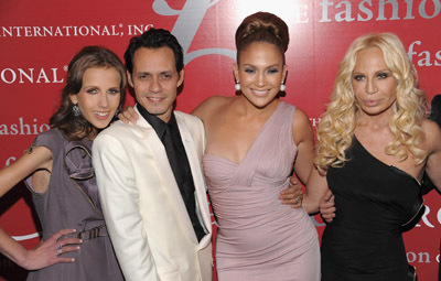 Jennifer Lopez, Marc Anthony and Donatella Versace