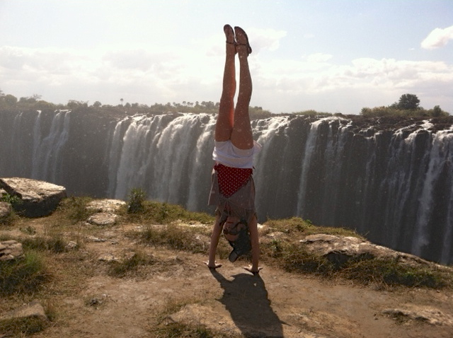 Gina Aponte' at Victoria Falls, Zimbabwe, Africa