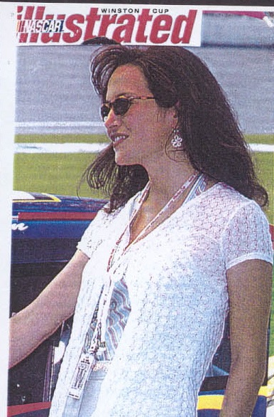 Gina Aponte at Loy Allen's racecar, just before Charlotte Race green flag, published inside Nascar's 
