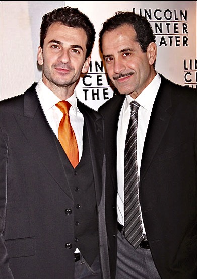 Michael Aronov and Tony Shalhoub celebrating opening night of GOLDEN BOY on Broadway.