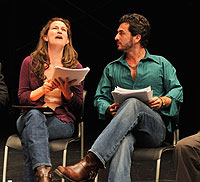 Still of Ana Gasteyer and Michael Aronov in a reading of 