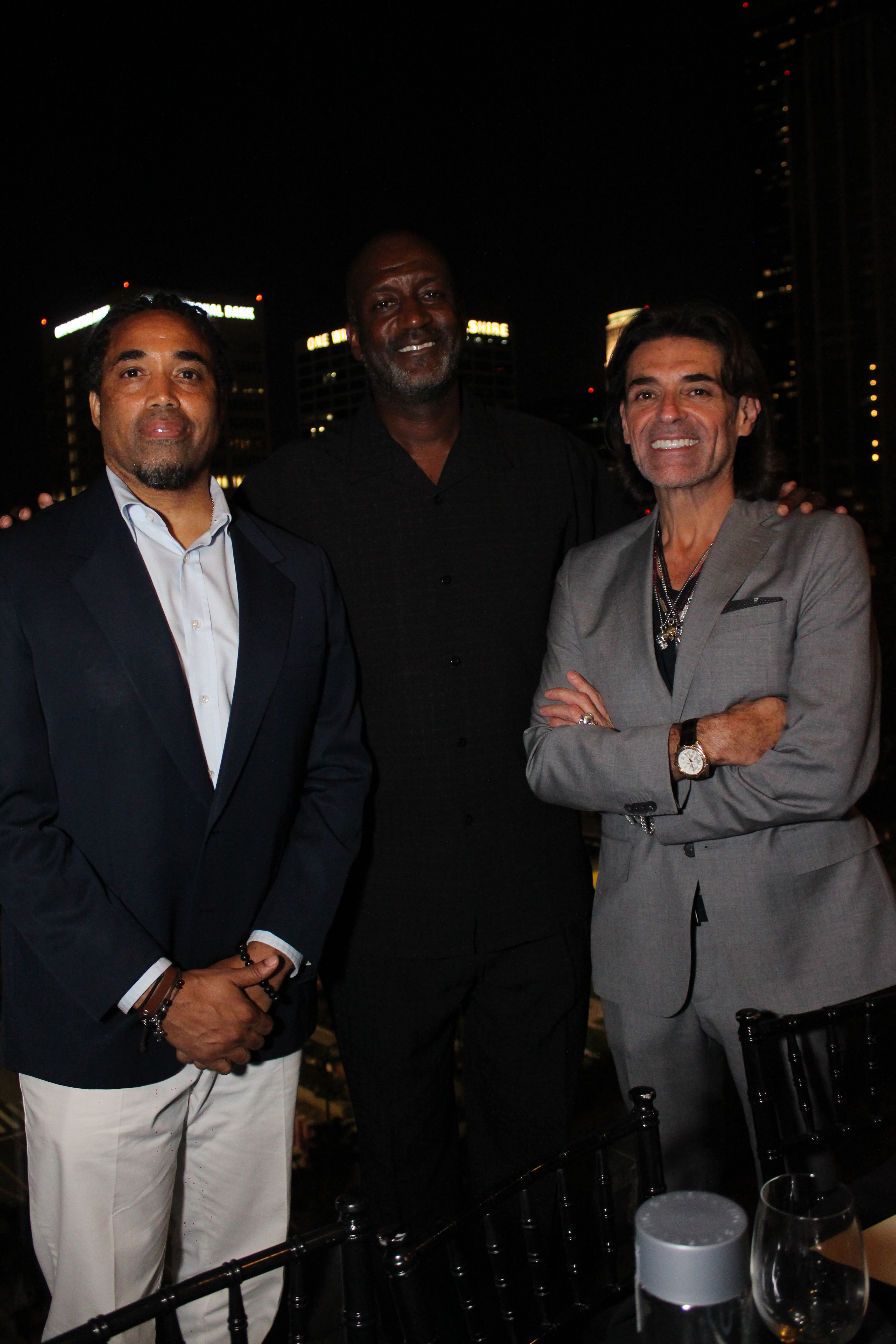 Herb G. Dogan, III., Nigel P. Miguel & Humberto Arechiga at the Belize Film Commission / ArDoMi MEDIA GROUP Dinner at Perch 4-21-2015