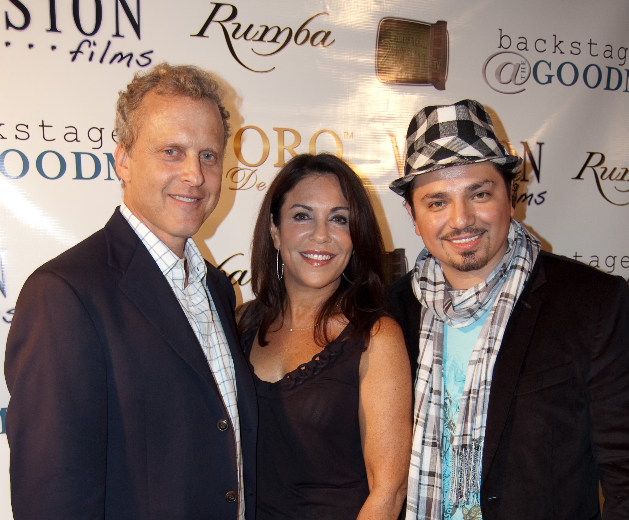 BackstageAtTheGoodman.com Red Carpet Event. Bob Sirott, Marianne Murciano, producer Johnny Arreola(left to right)