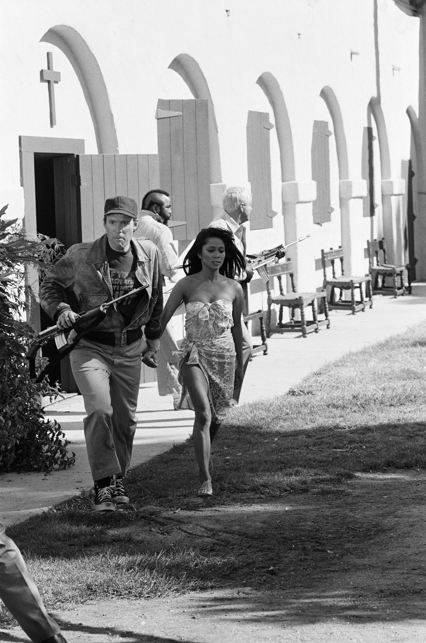 Still of George Peppard, Mr. T, Rochelle Ashana and Dwight Schultz in The A-Team (1983)