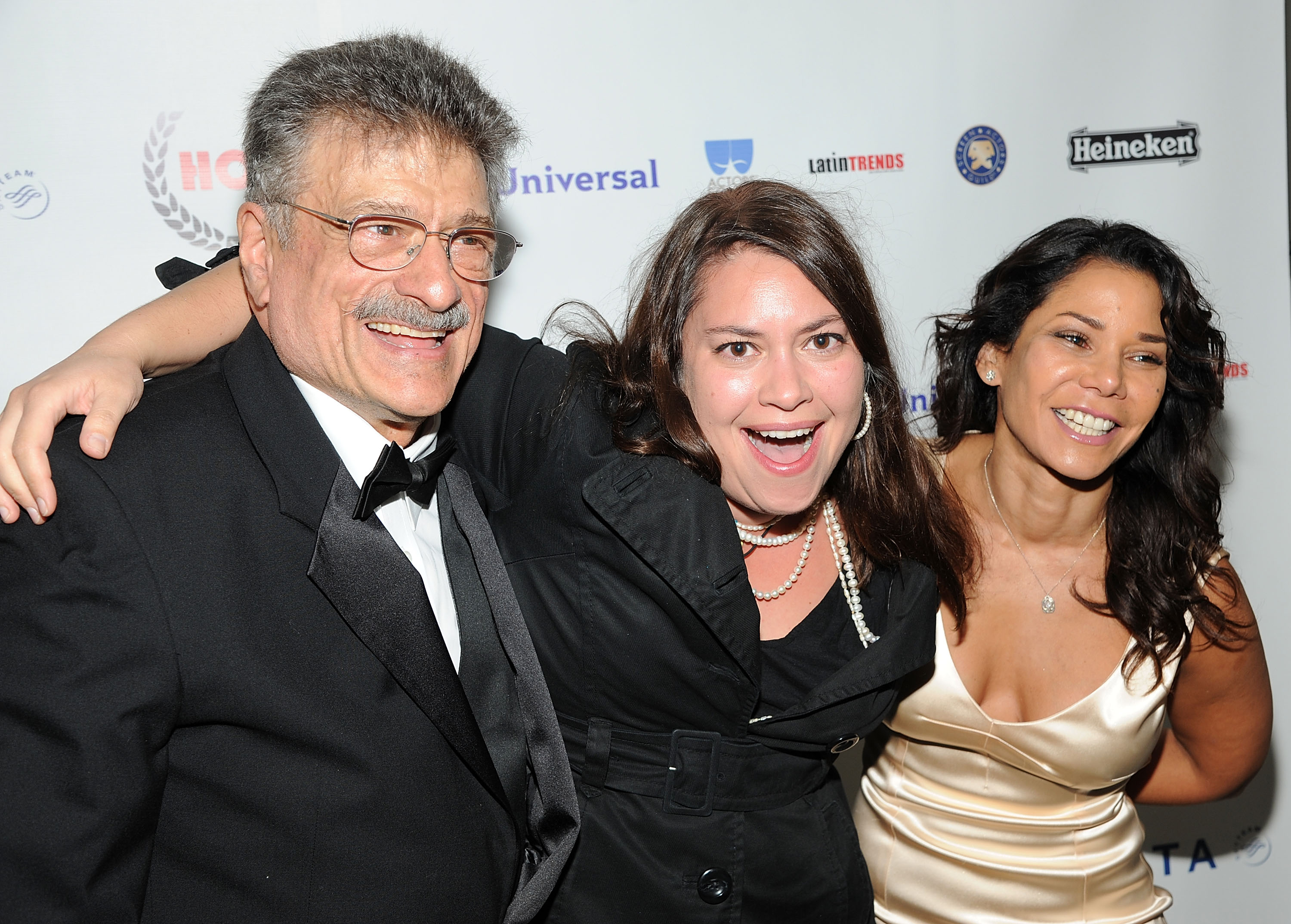 Vanessa Aspillaga (C) recipient of the 2011 HOLA Award for Outstanding Performance by a Female Actor with Daphne Rubin-Vega (R) and Manny Alfaro (L) at the 2011 HOLA Awards Gala at Battery Park on October 17, 2011 in New York City
