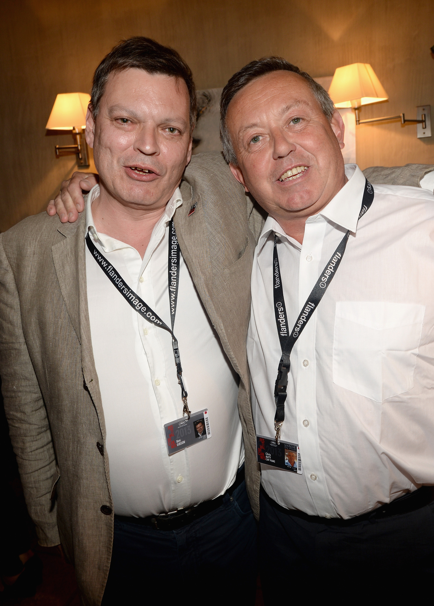 LFS' Ben Gibson and NFTS' Chris Auty attend the IMDB's 2013 Cannes Film Festival Dinner Party during the 66th Annual Cannes Film Festival at Restaurant Mantel on May 20, 2013 in Cannes, France.