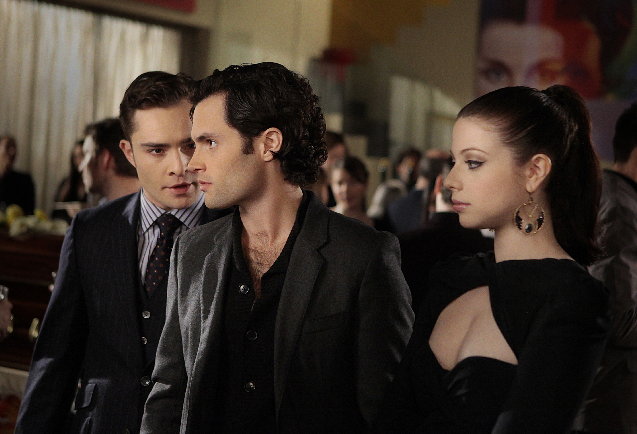 Still of Michelle Trachtenberg, Penn Badgley and Ed Westwick in Liezuvautoja (2007)