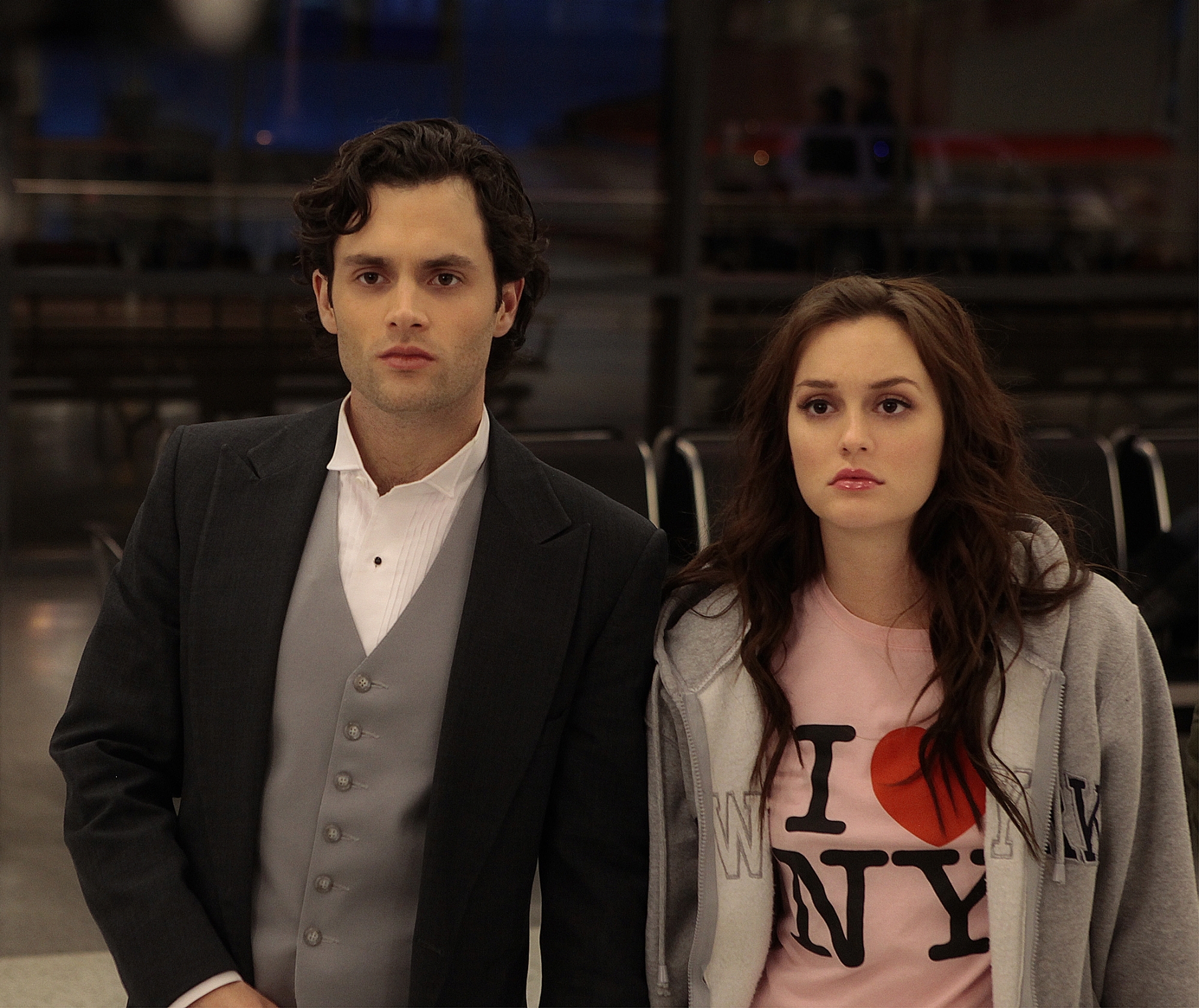 Still of Penn Badgley and Leighton Meester in Liezuvautoja (2007)