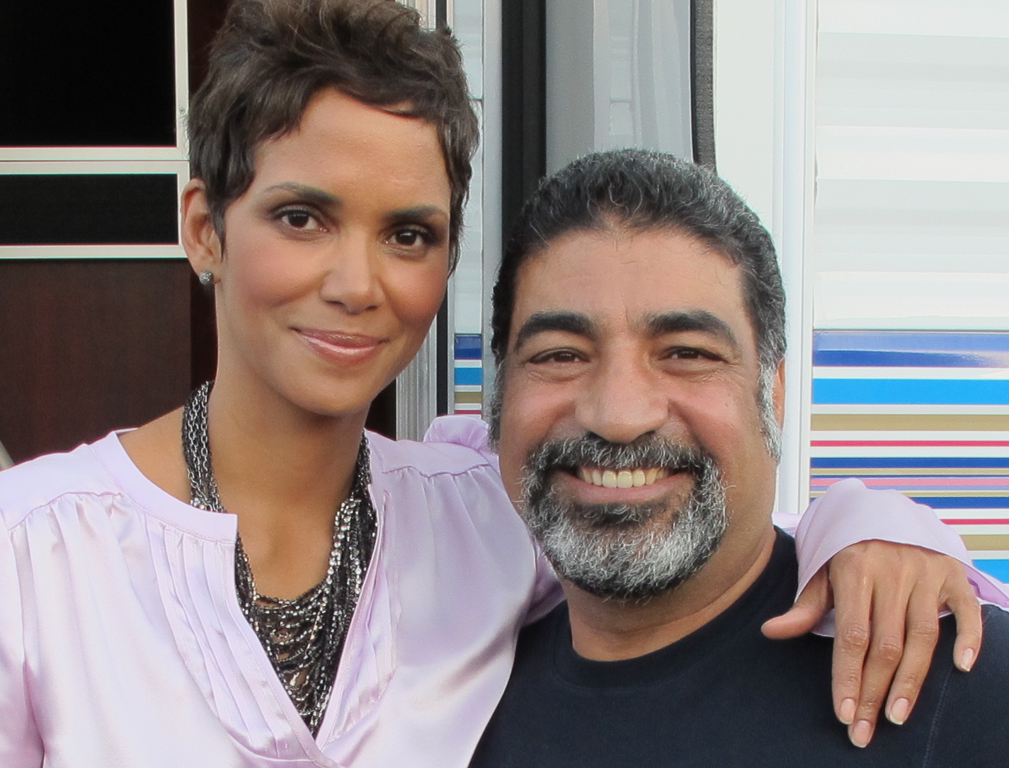 on the set of Movie 43,Sayed Badreya and Oscar Winner Actress Halle Barry