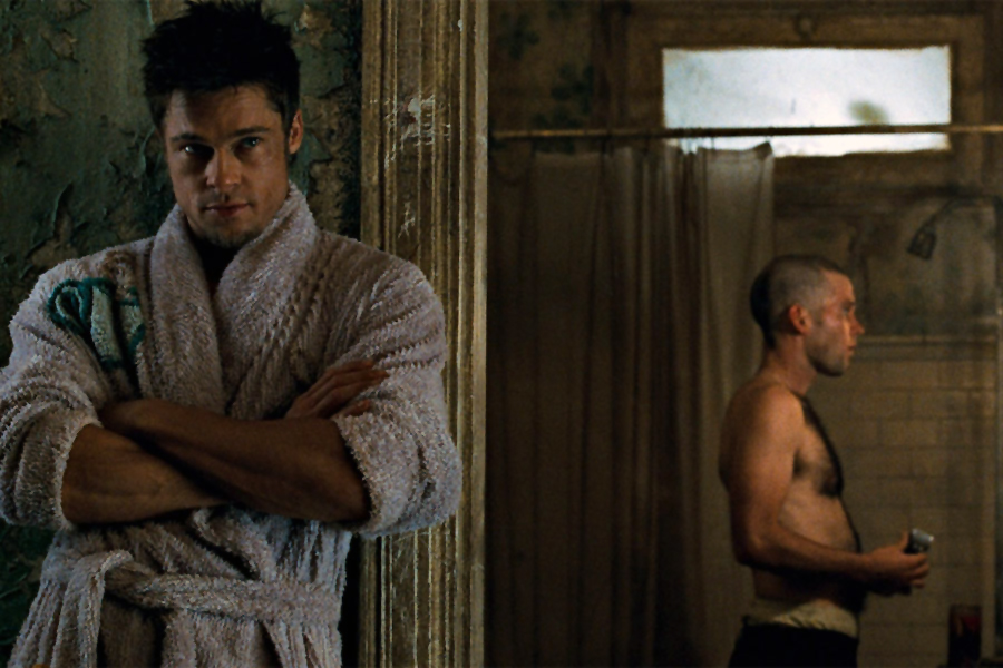 Eion Bailey and Brad Pitt in Fight Club