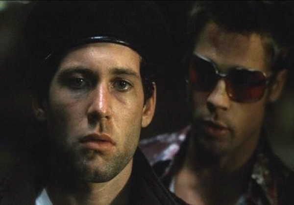 Eion Bailey and Brad Pitt in Fight Club