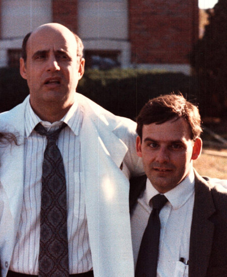 Buck Baker with Jeffrey Tambor on the set of Article 99
