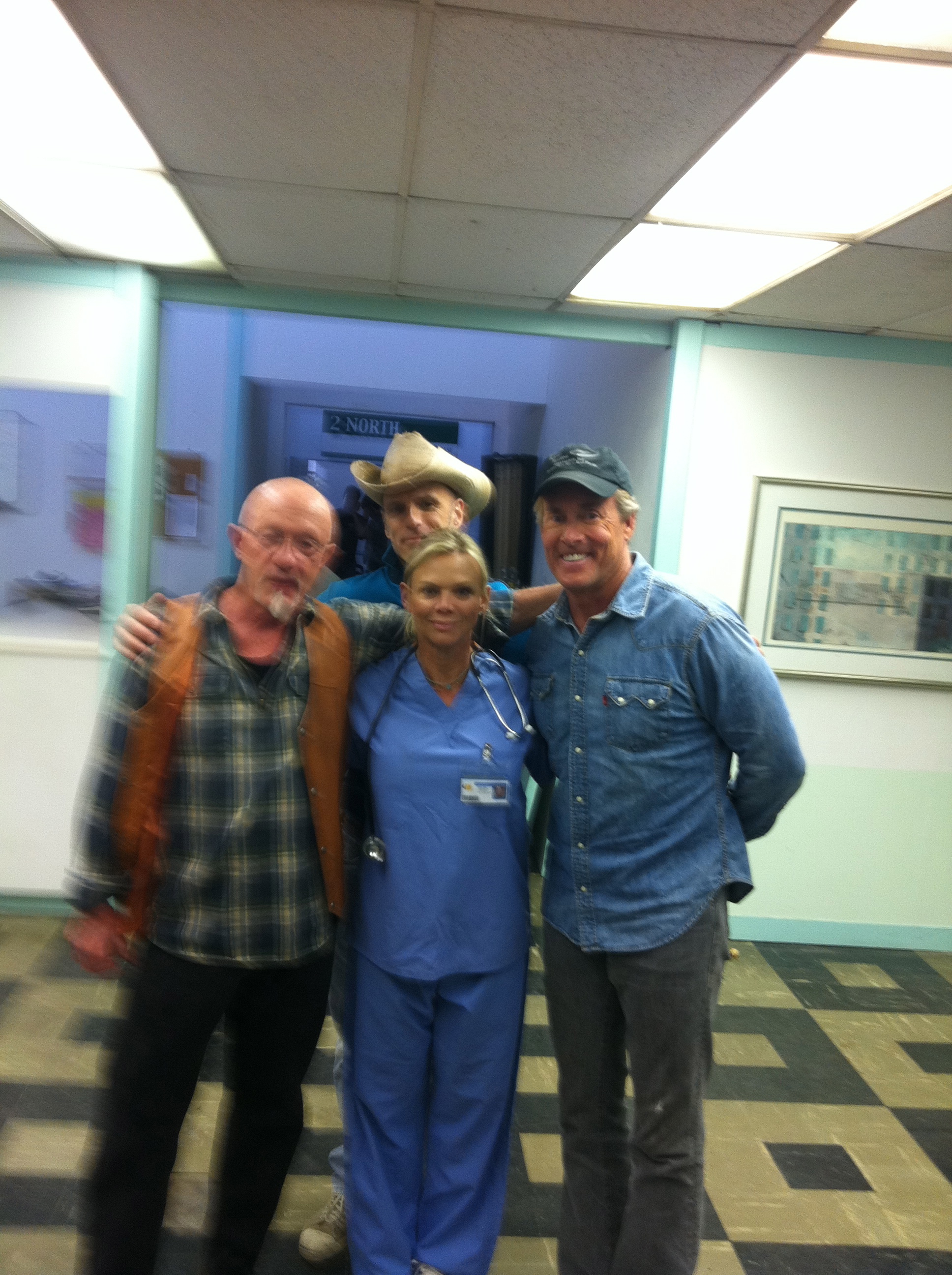 On set of Watercolor Postcards aka Home Is Where The Heart Is with Jonathan Banks & John C McGinley.