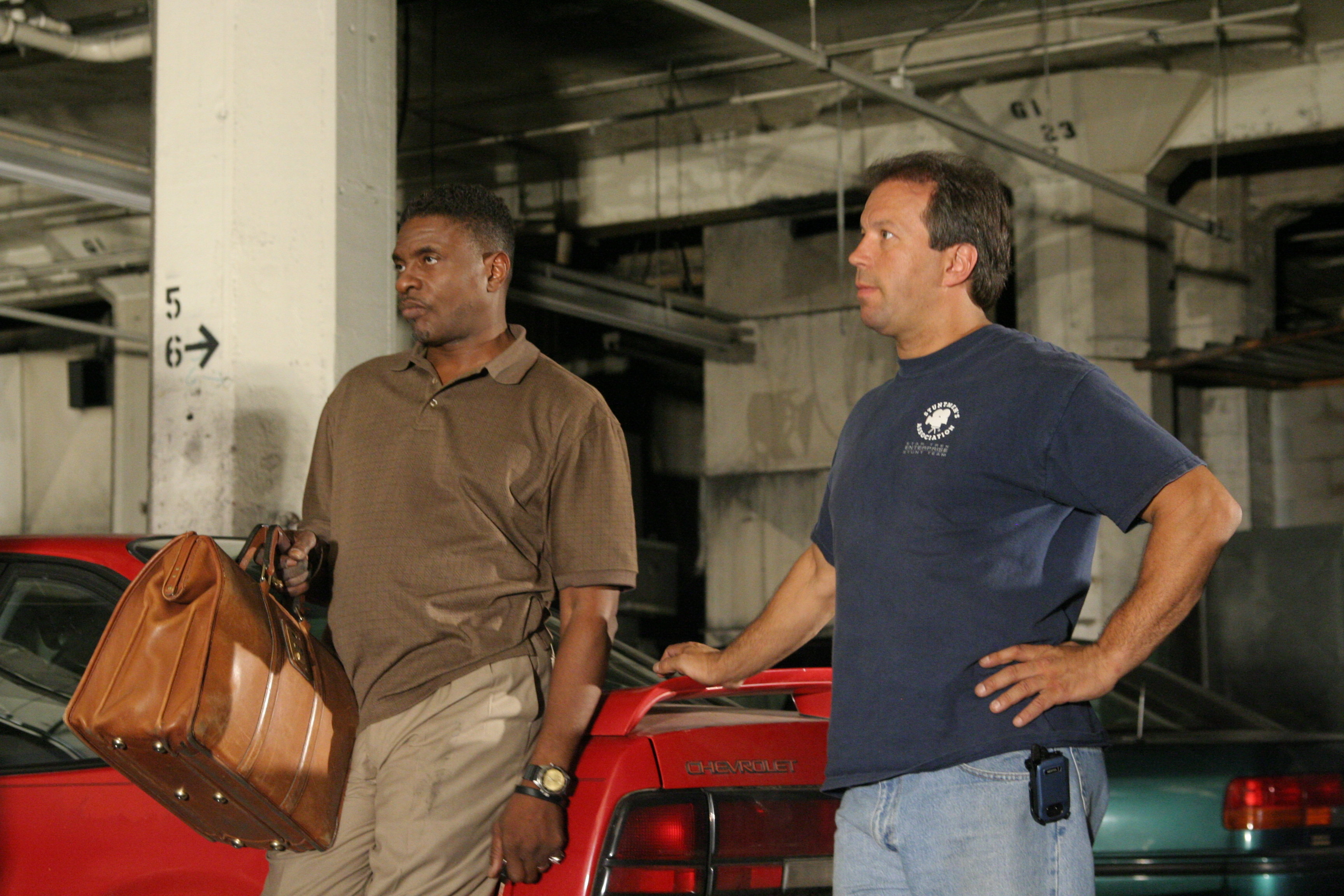 Keith David and Producer/Stunt Coordinator, Ron Balicki prepare to shoot upcoming scene on the set of THE SENSEI.