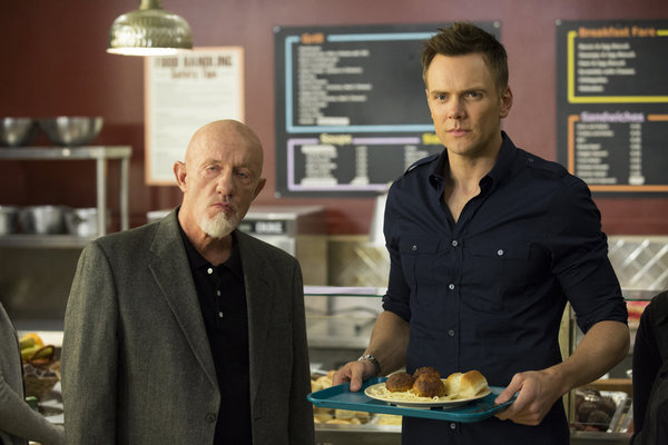Still of Jonathan Banks and Joel McHale in Community (2009)