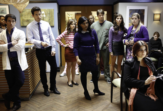Still of Ike Barinholtz, Chris Messina, Mindy Kaling, Zoe Jarman and Ed Weeks in The Mindy Project (2012)