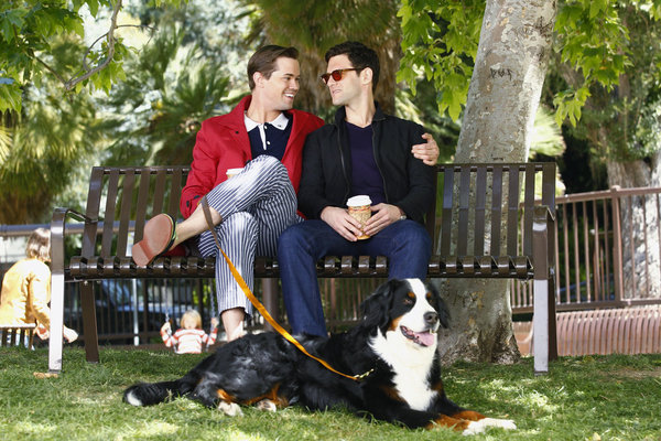 Still of Justin Bartha, Andrew Rannells and Trae Patton in The New Normal (2012)