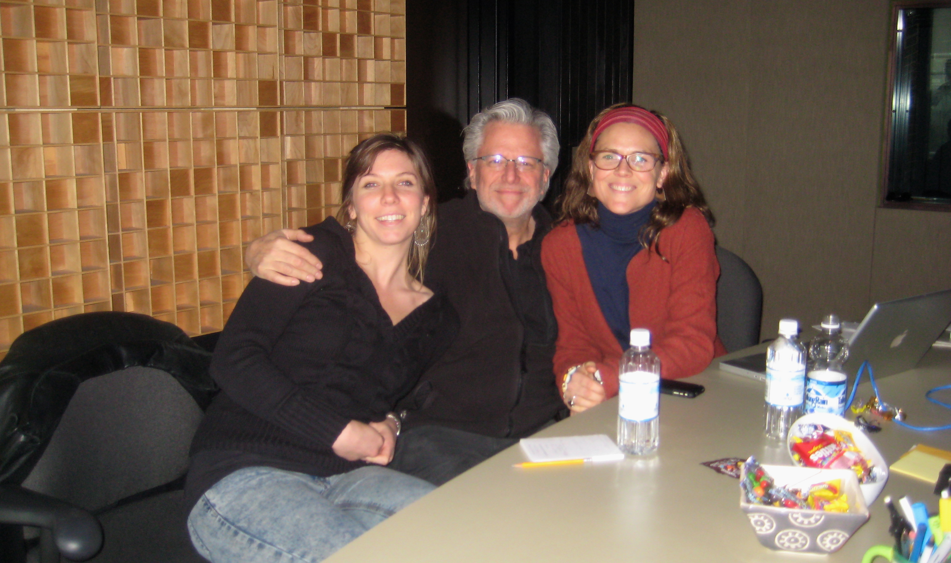 Sophie Harris, Geof Bartz, Irene Taylor Brodsky at the mix of SAVING PELICAN 895 in Portland, Oregon January 2011.