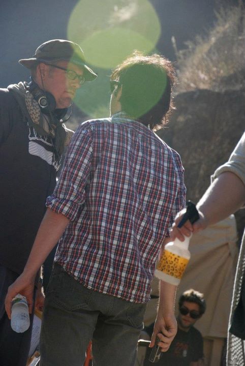 Exec Producer Miguel Muller and Director Peter Paul Basler confer on the set of THE VORTEX October 2011