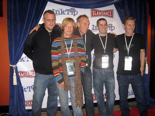 Peter Paul Basler, Rick Parker, Matthew Harrison, Christopher Hlas, and Peter Baxter at Slamdance 16 for the HEY VENDOR red carpet.