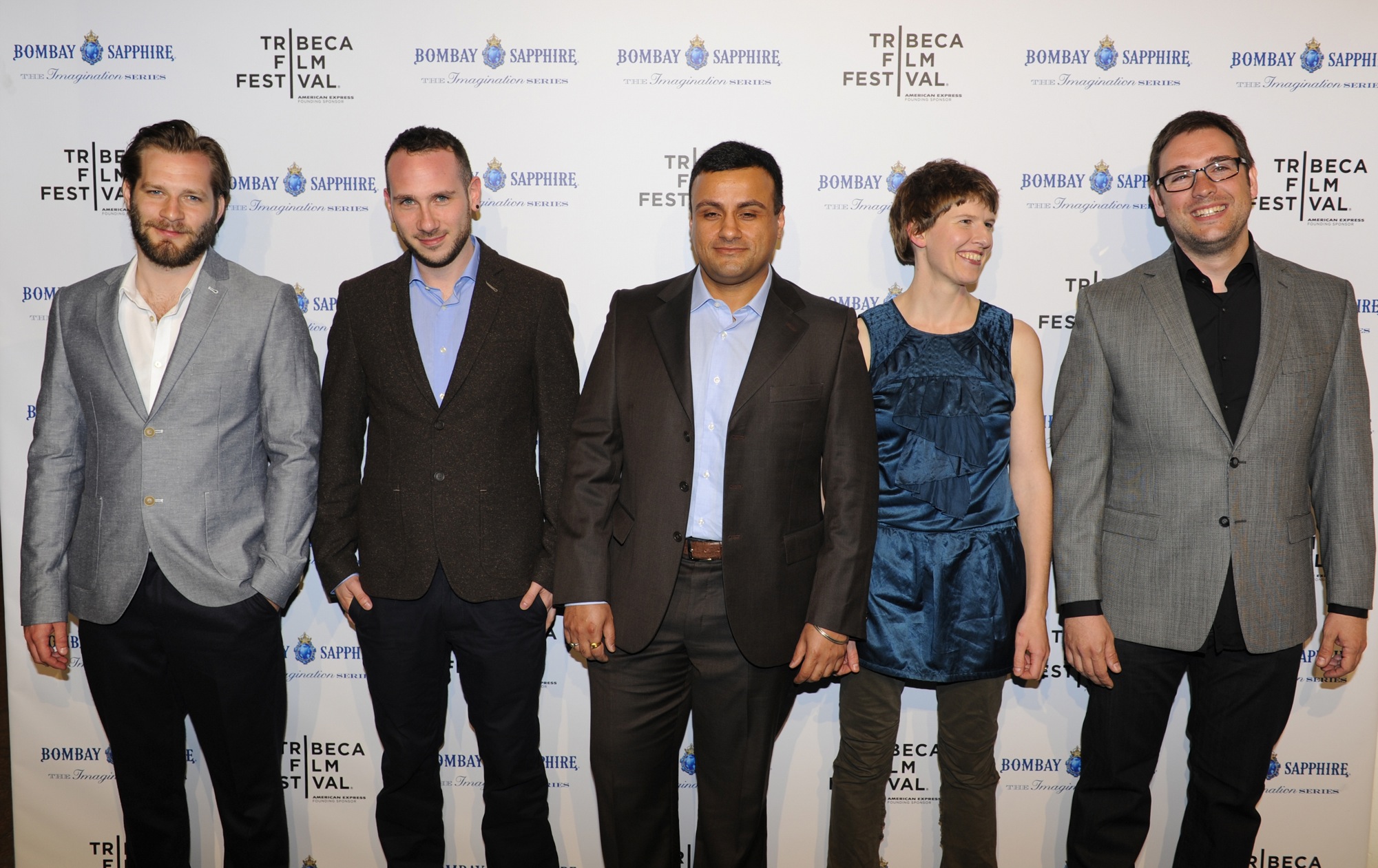 Bombay Sapphire Imagination series winner Shekhar Bassi with four other winners on the red carpet at Tribeca Film Festival 2013.
