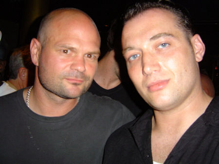 Ernest Trosman and Chris Bauer from The Wire's season 2 wrap party