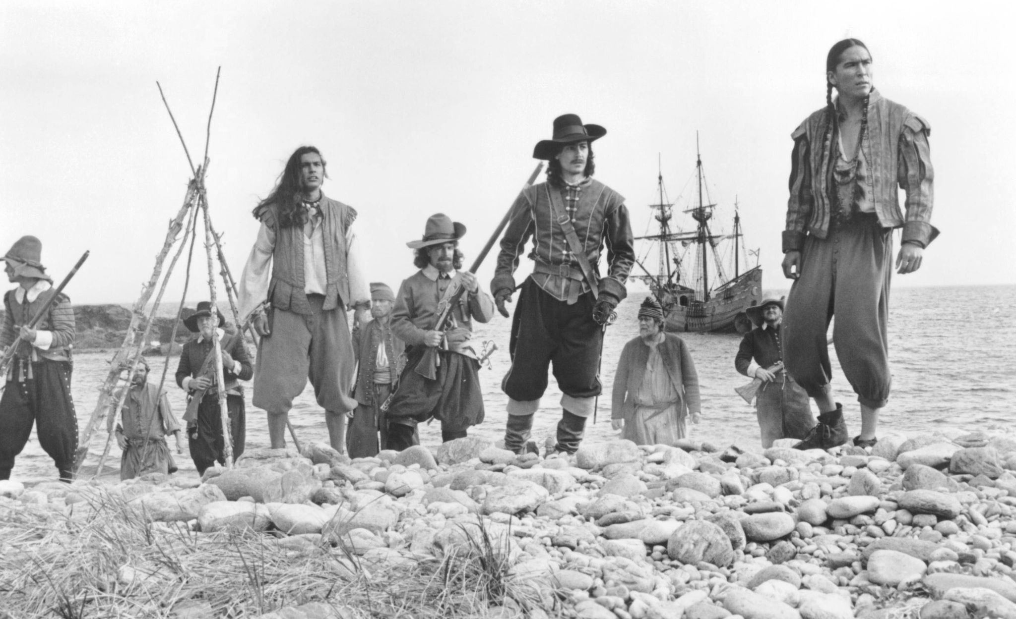 Still of Adam Beach, Nathaniel Parker and Sheldon Peters Wolfchild in Squanto: A Warrior's Tale (1994)