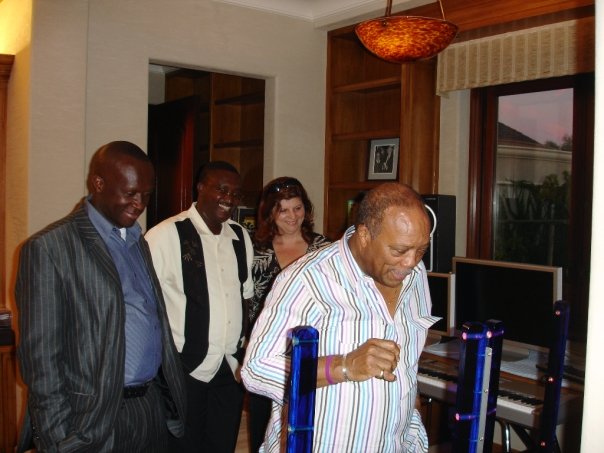 Lynn Beaudin meeting Producer Quincy Jones at his home to discuss film project along with Rwandan officials