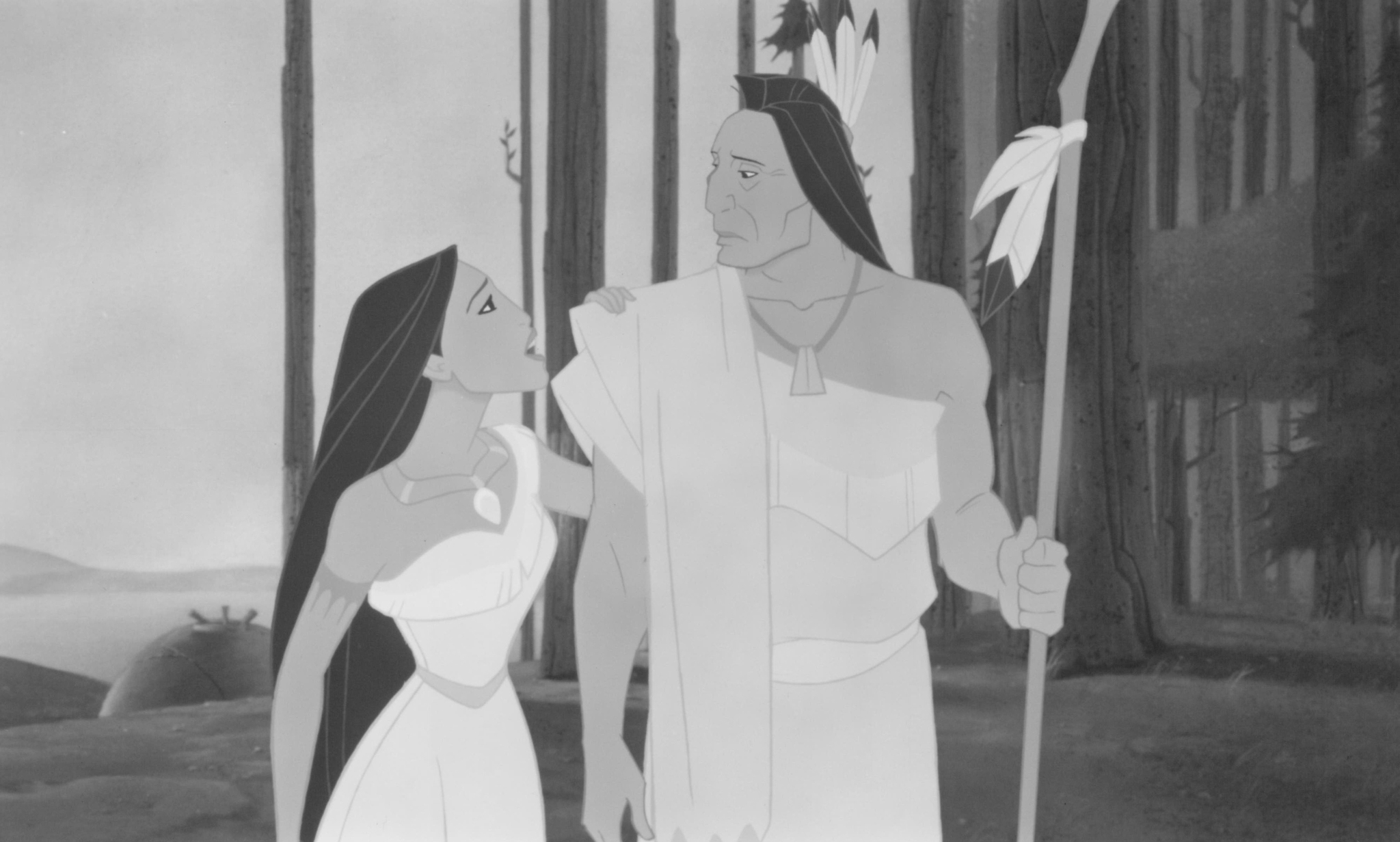 Still of Irene Bedard and Judy Kuhn in Pocahontas (1995)