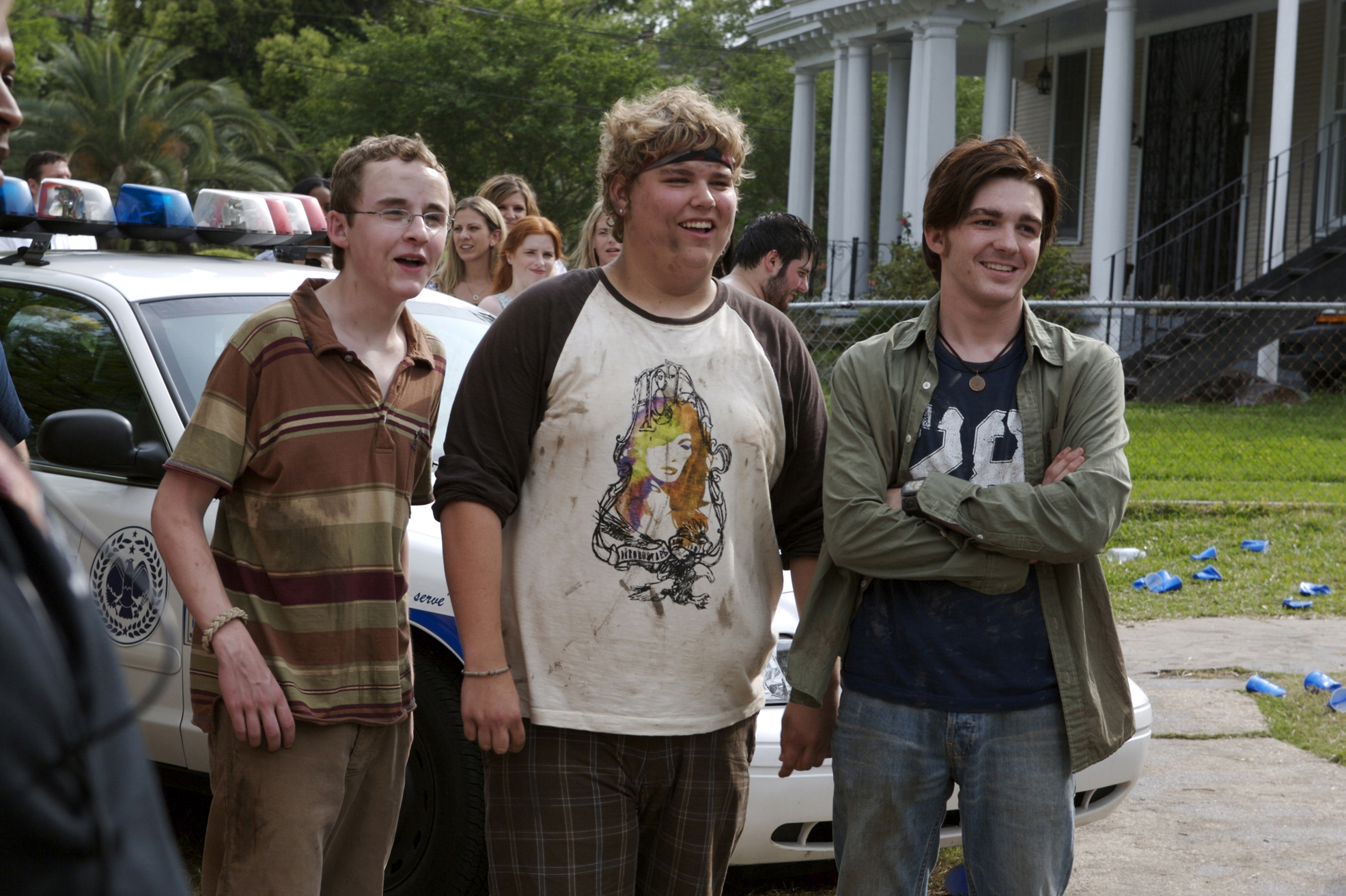 Still of Drake Bell, Andrew Caldwell and Kevin Covais in College (2008)