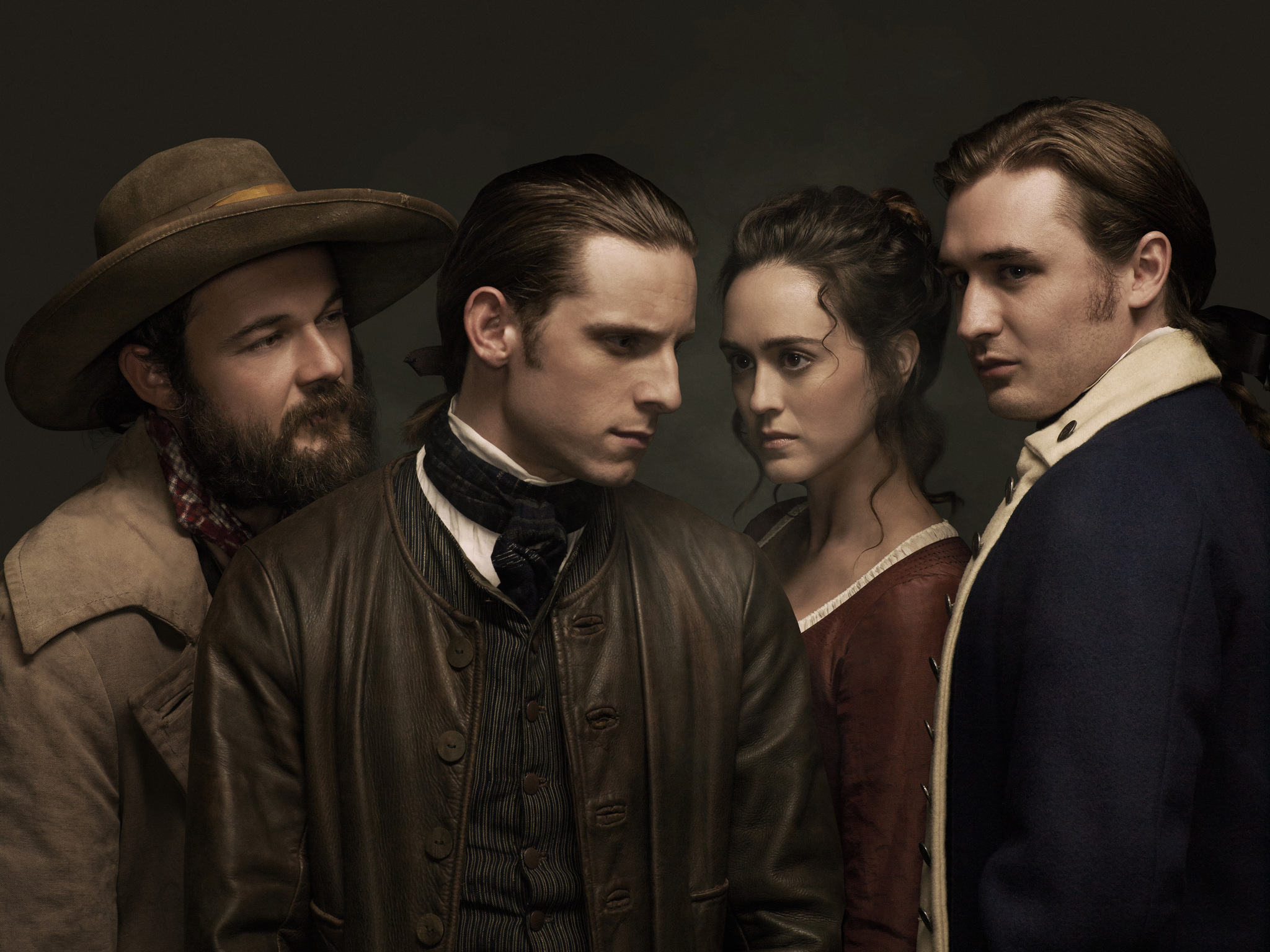 Jamie Bell, Heather Lind, Seth Numrich and Daniel Henshall in TURN (2014)