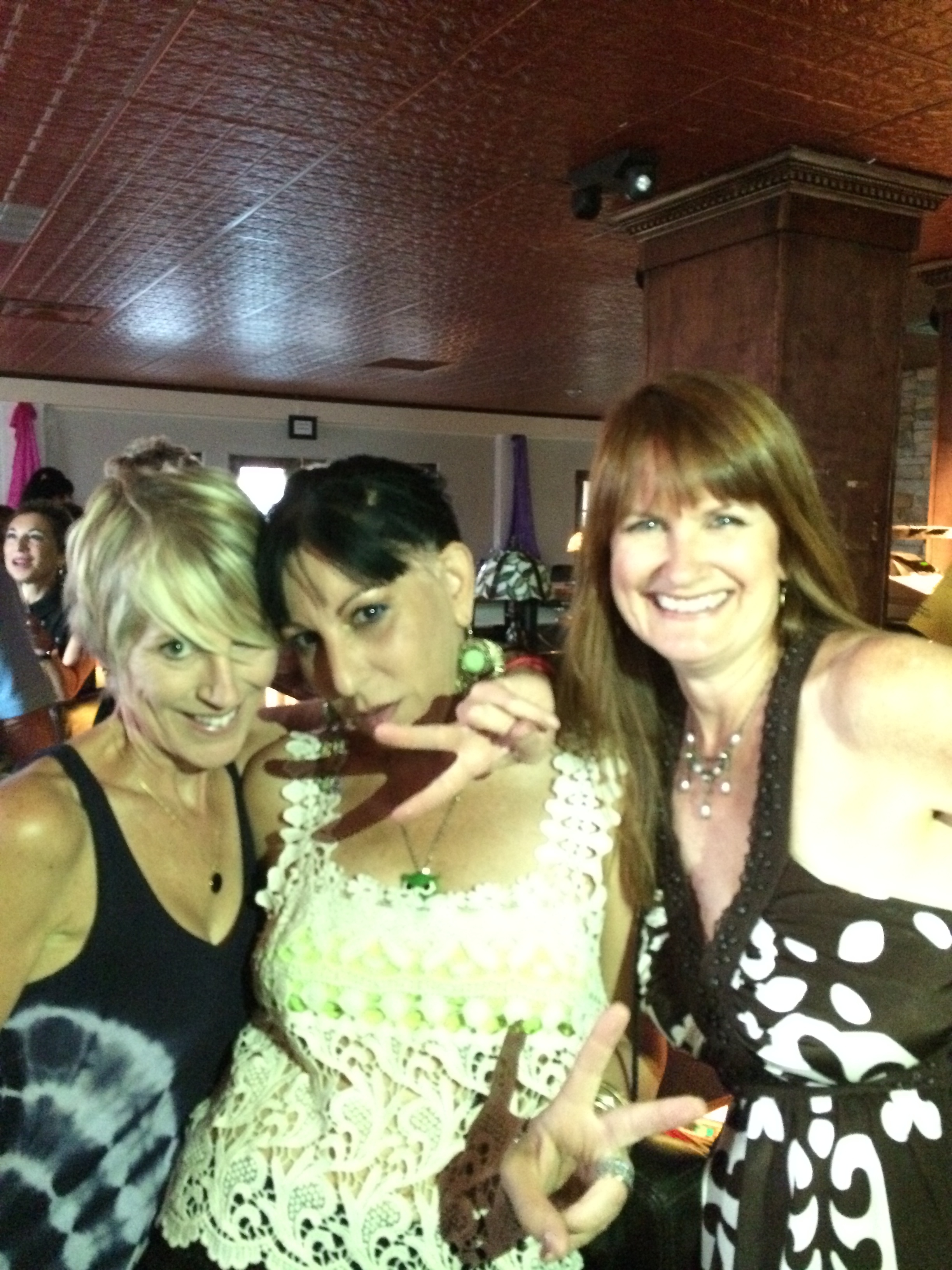 Producer Deby Oulette, Actress Angela Romeo and Producer Stephanie Bell at the Palm Swings Extras Party