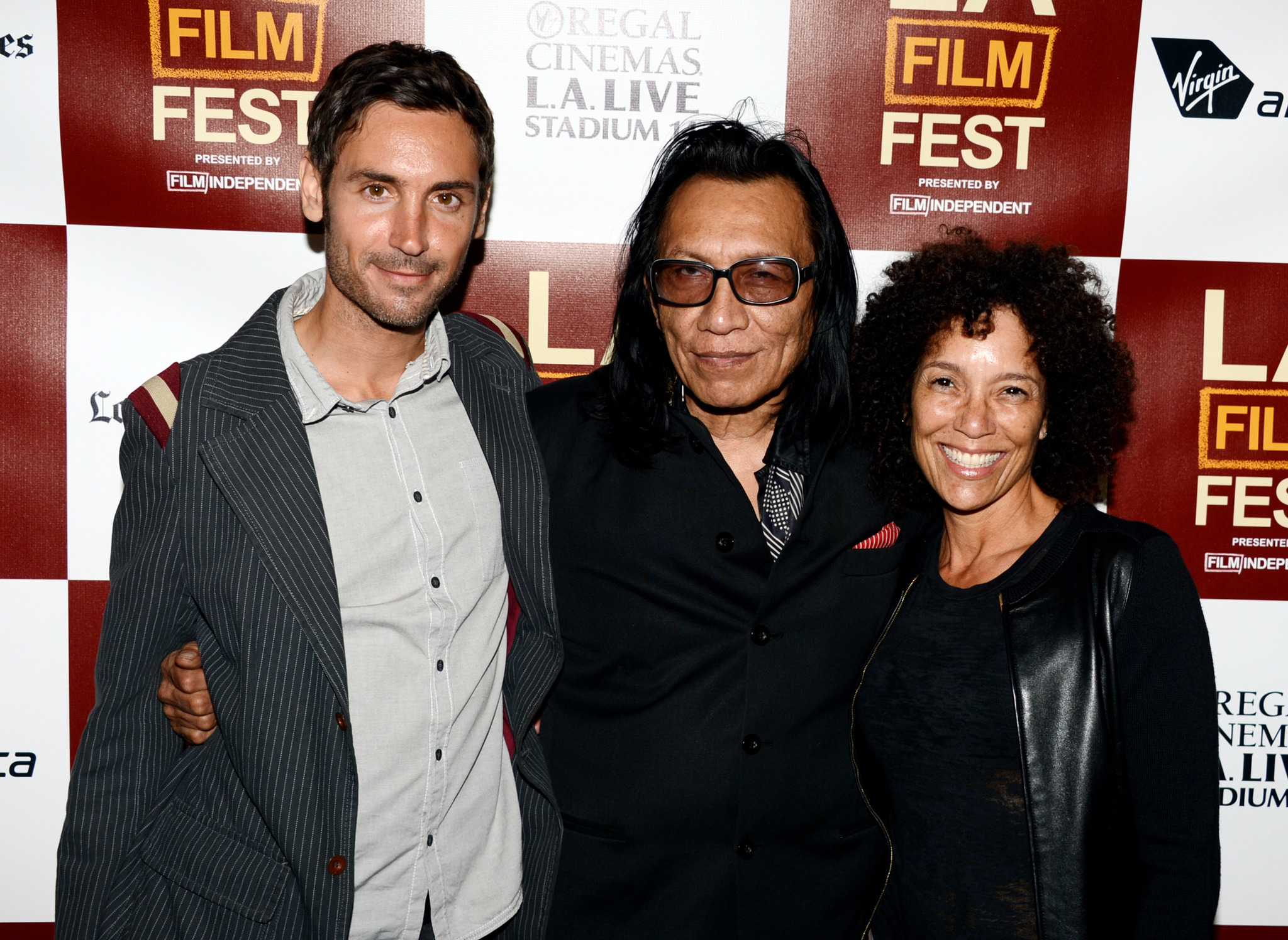 Stephanie Allain, Malik Bendjelloul and Rodriguez at event of Searching for Sugar Man (2012)