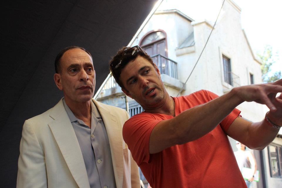 Carlos Bernard and Nestor Serrano on the set of Your Father's Daughter