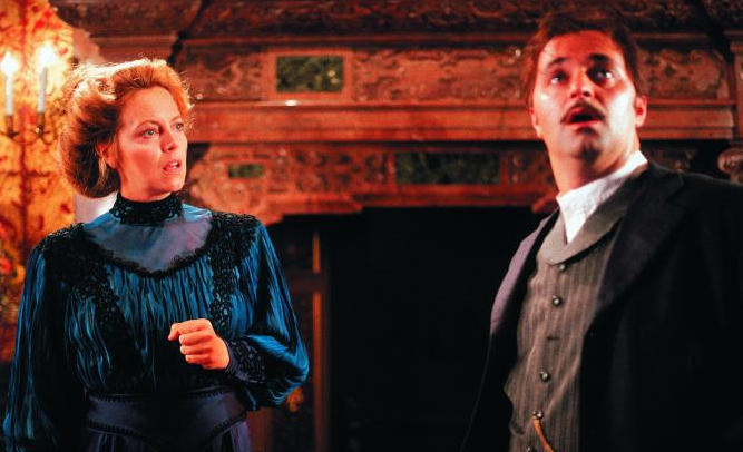 Greta Scacchi and Martin Dejdar argue in a scene from The Manor, a dark comedy directed by Ken Berris