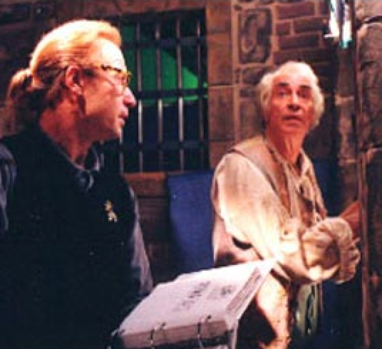 Ken Berris directs Oscar winner Martin Landau on the set of Pinocchio.