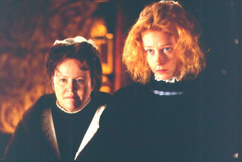 Actresses Edie McClurg and Fay Masterson in a scene from The Manor, the whodunit by Kenneth Berris.