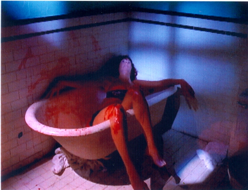 The famous bathtub scene in Spycraft, the interactive thriller directed by Berris.