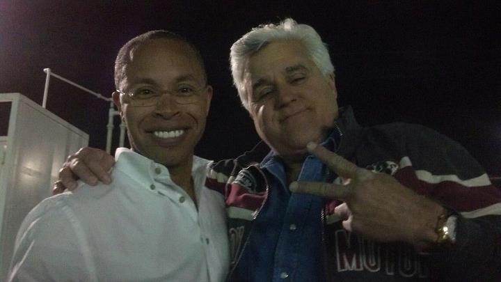 Erik Betts with Jay Leno (President Obama's stunt double saves the day for Jay Leno)