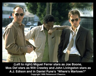 Still of Miguel Ferrer, Yasiin Bey and John Livingston in Where's Marlowe? (1998)