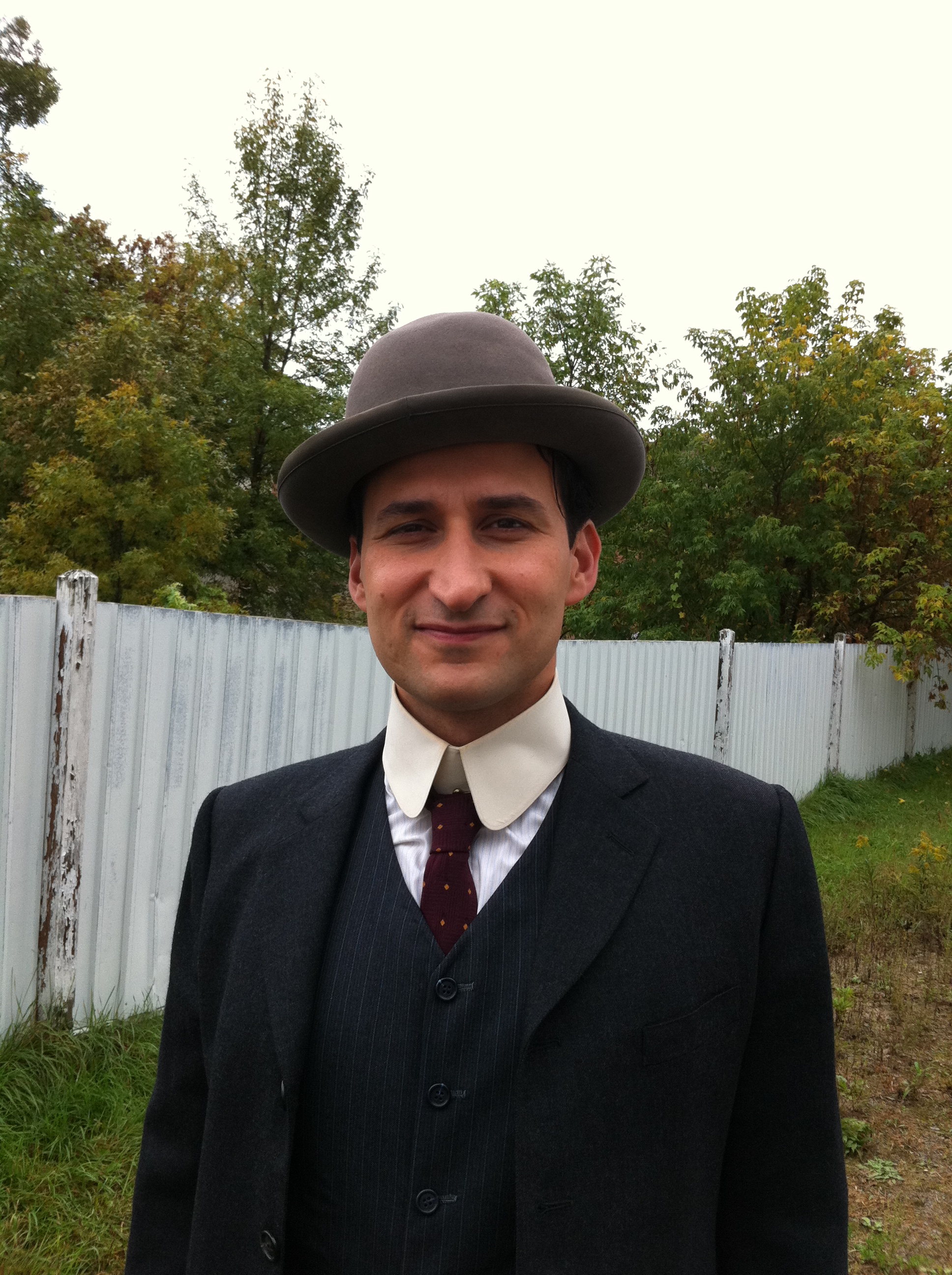 Raoul Bhaneja on set of Sunshine Sketches as Henry Mullins.