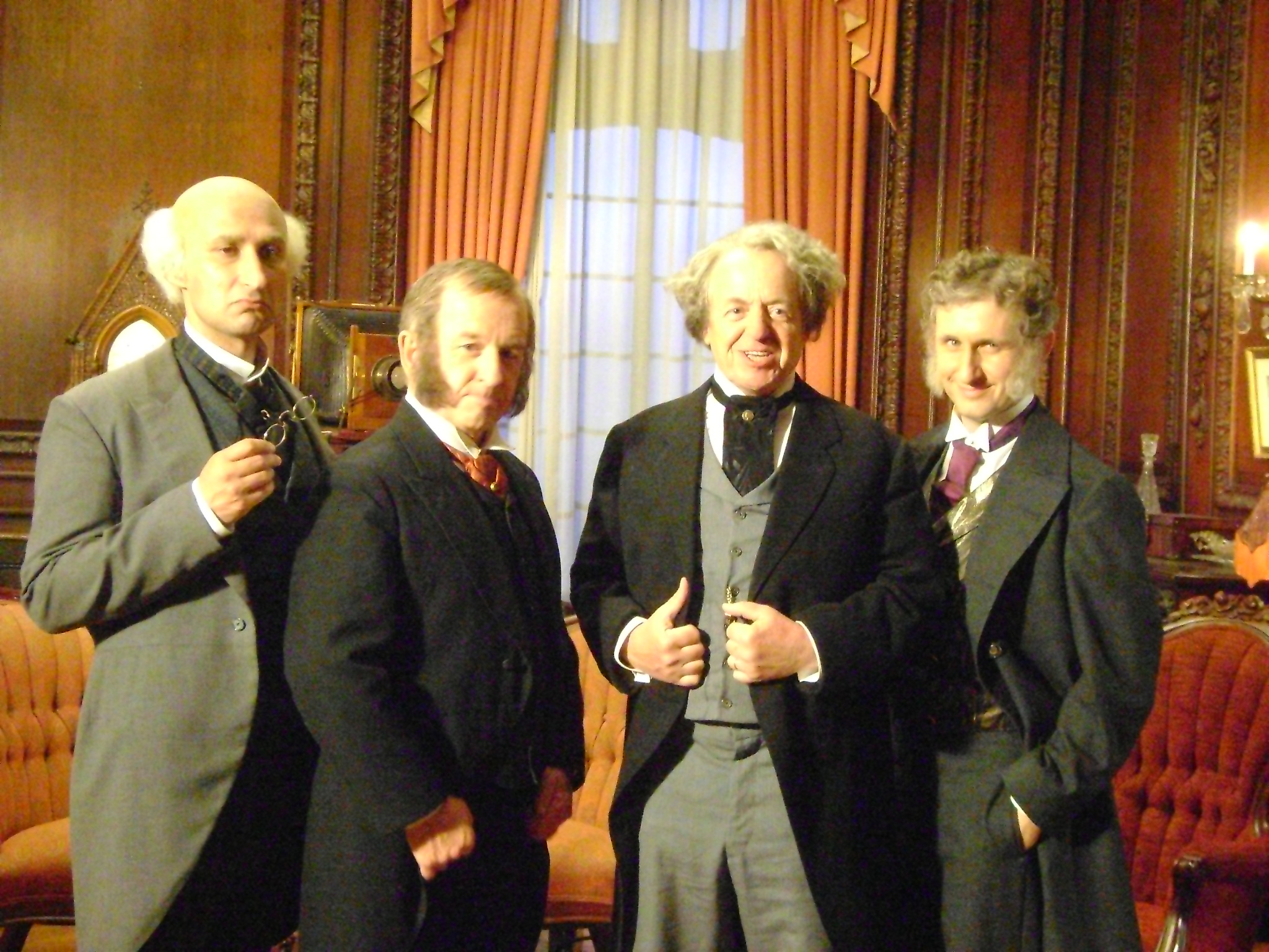 On set of The Ron James Show, Raoul Bhaneja as Sir Wilfred Laurier with Eric Peterson, Ron James and Michael Therriault.