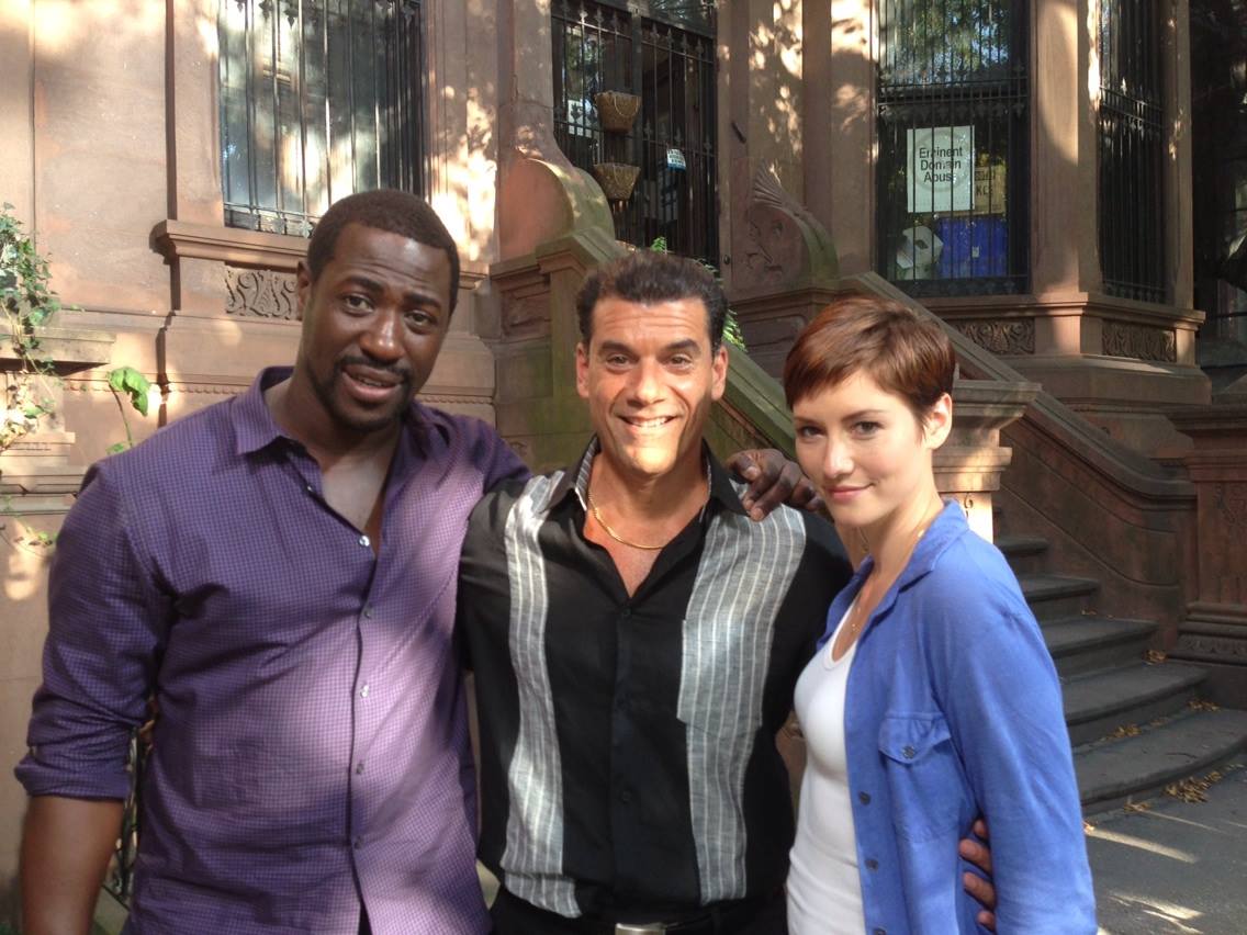 Jacky Ido, John Bianco and Chyler Leigh. On the set of 