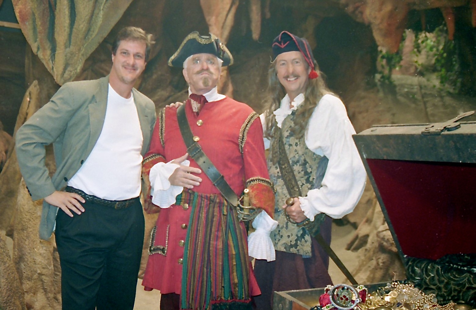 Jon Binkowski (Sr. Producer) with Leslie Nielsen and Eric Idle on the set of 