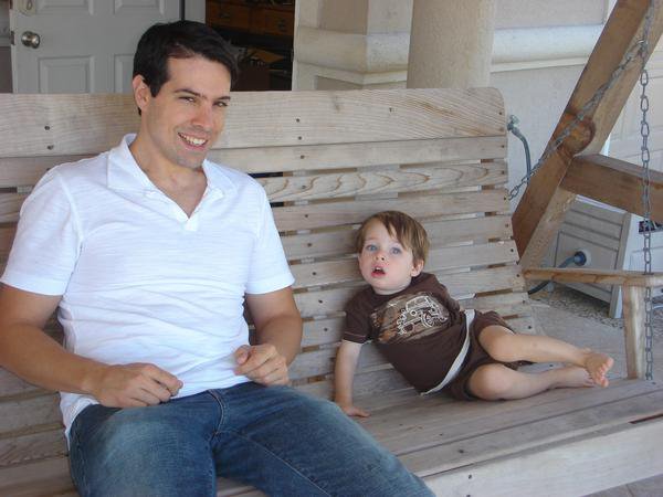 John and his son Rowan Birmingham. Rowan has appeared in John's film The Vampires of Zanzibar and viral Youtube video Toddler Sees Ghost. This was taken in Rockport, Texas during the Rockport Film Festival 2008.