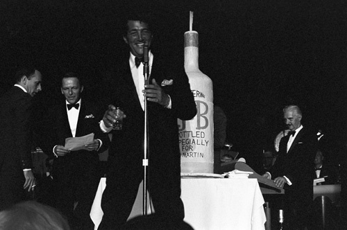 Joey Bishop, Frank Sinatra and Dean Martin performing at the Sands Hotel in Las Vegas